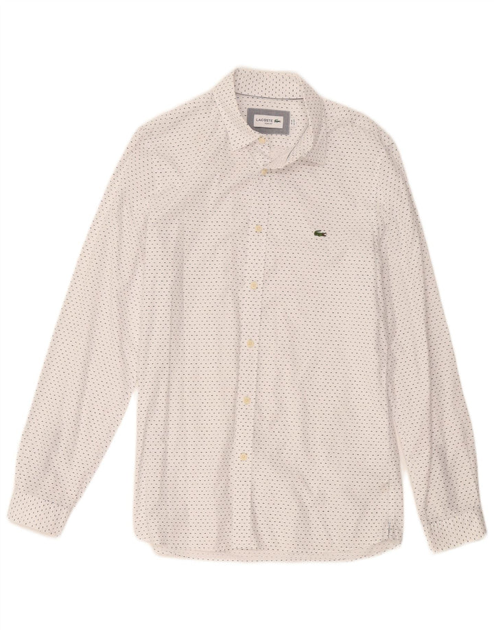 Camisa Lacoste Hombre Slim Fit Talla 39 Mediana Algodón Manchado Blanco