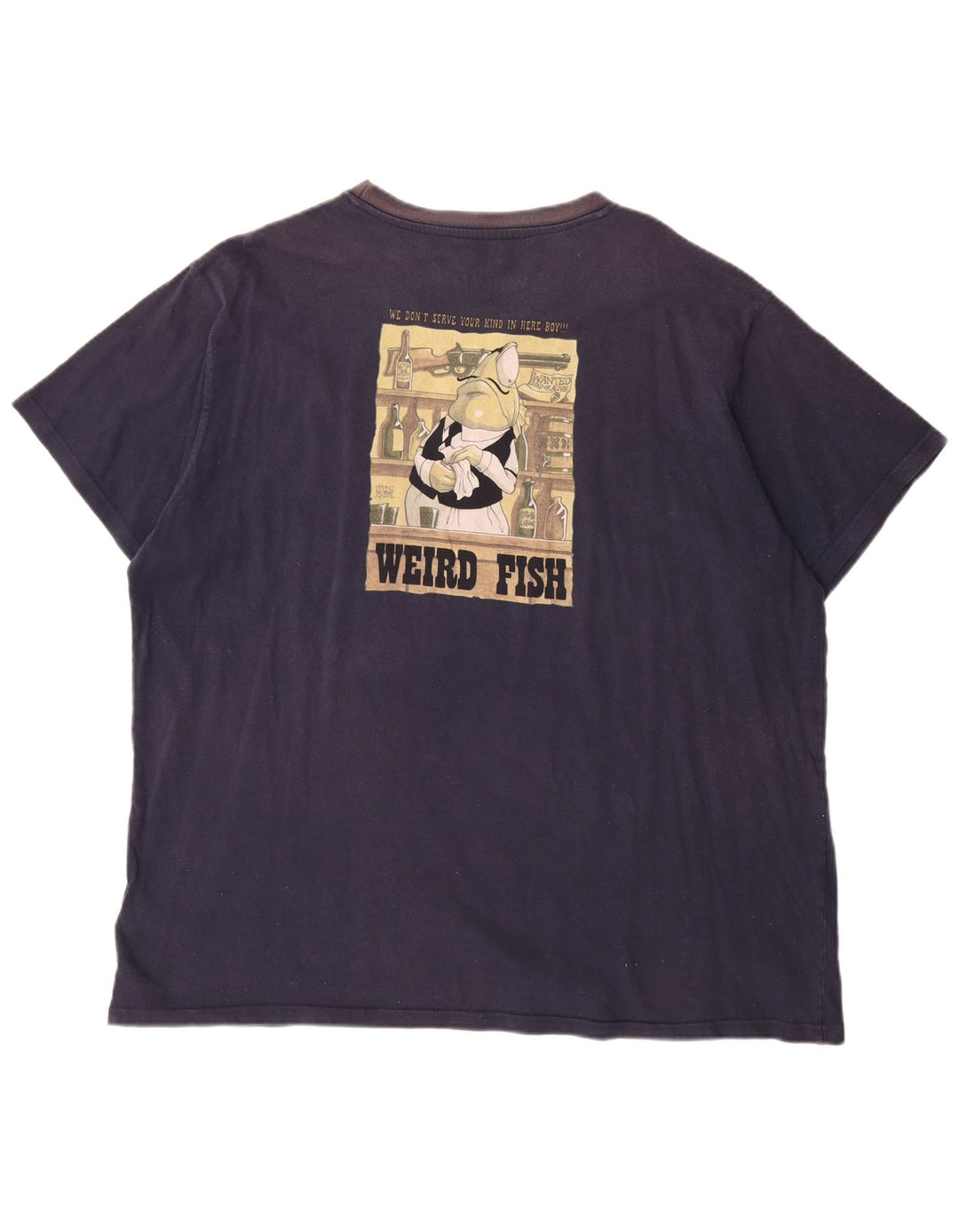 WEIRD FISH Camiseta gráfica para hombre Top 3XL Algodón azul marino