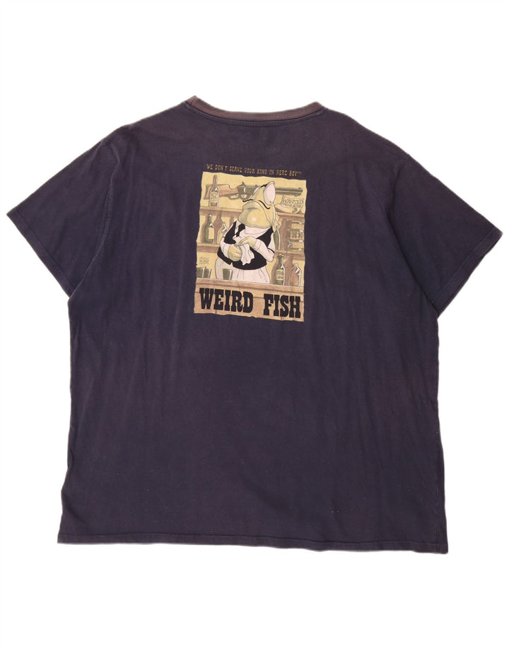 WEIRD FISH Camiseta gráfica para hombre Top 3XL Algodón azul marino