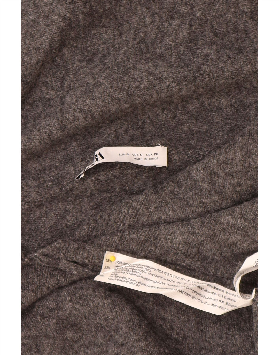 Zara Mujer Jersey Oversize Con Cuello Chal UK 10 Small Gris Poliéster
