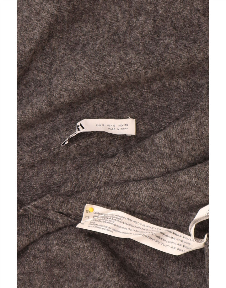 Zara Mujer Jersey Oversize Con Cuello Chal UK 10 Small Gris Poliéster