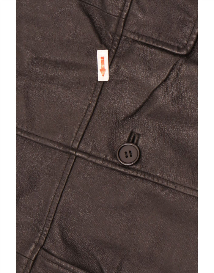 Vintage hombres 3 botones cuero Blazer chaqueta Reino Unido 38 cuero negro medio