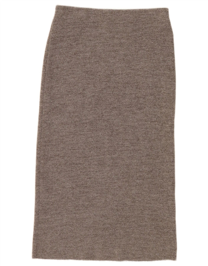 Zara Falda Midi Mediana W28 Gris Algodón
