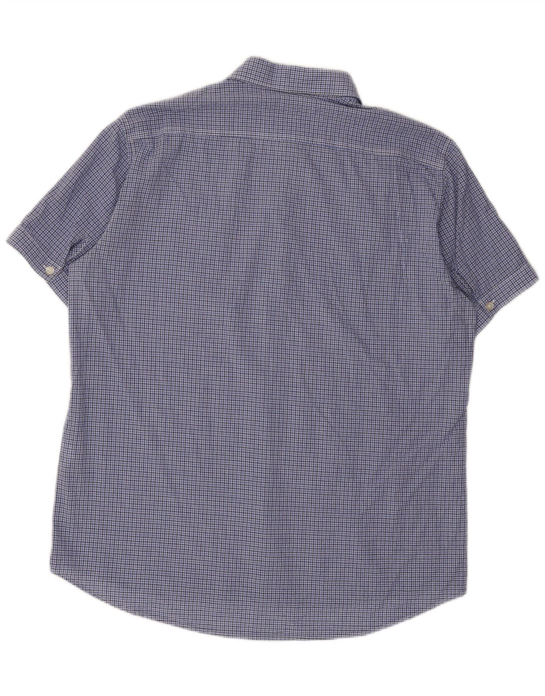 Carrera Camisa de manga corta para hombre de ajuste regular XL Algodón a cuadros azul