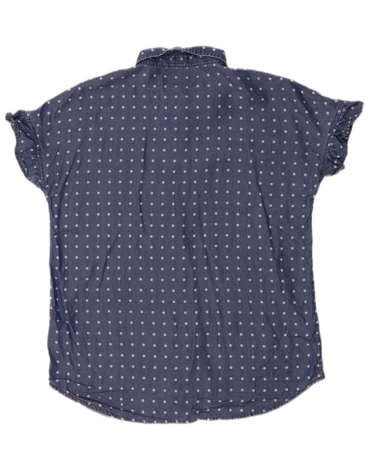 Dack's Blusa camisera de manga corta para mujer UK 44 Mediana Azul marino Lunares