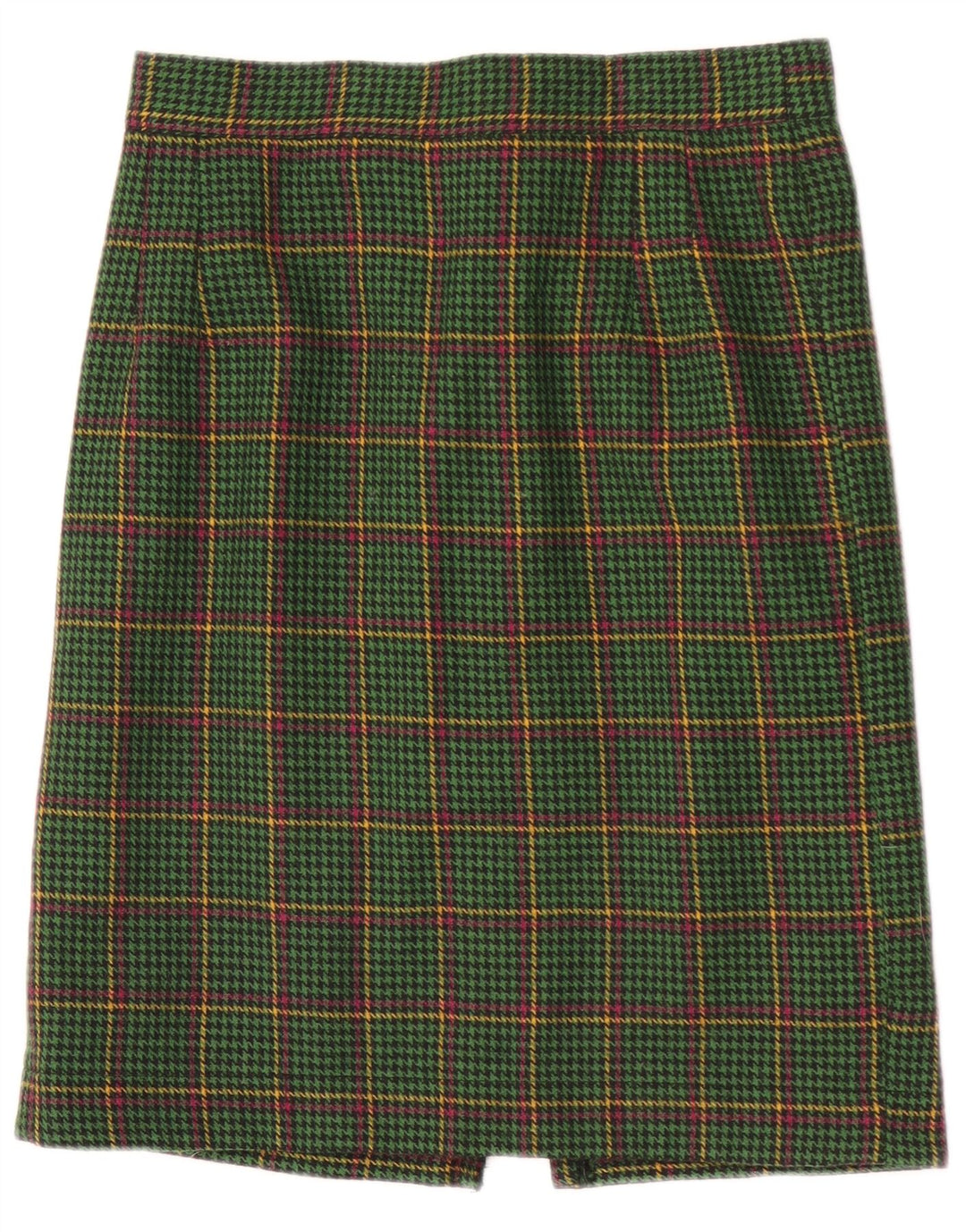 Falda recta vintage para mujer W28 pata de gallo verde medio