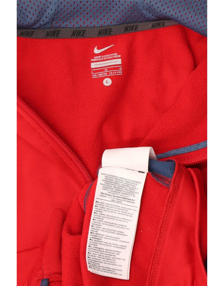 Nike Sudadera con capucha y cremallera para niños 12-13 años Grande Rojo Colorblock Poliéster