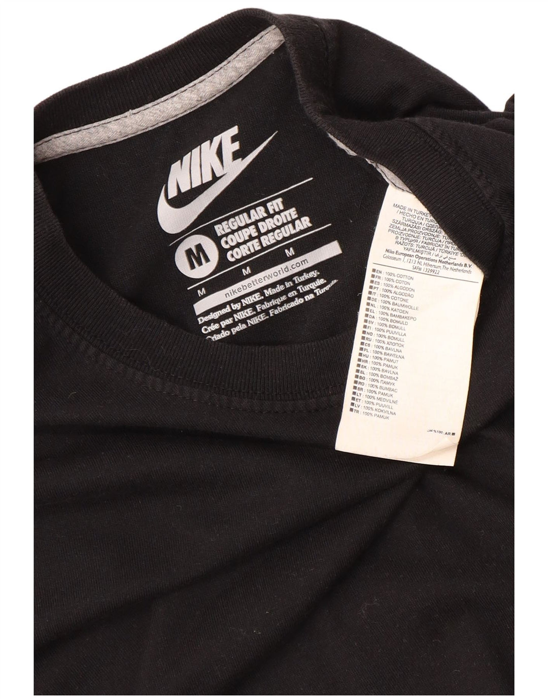 Camiseta NIKE Regular Fit para hombre, talla mediana, algodón negro