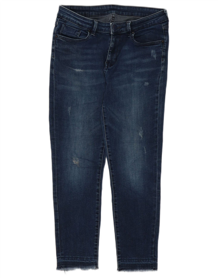 Zara Mujer Vaqueros Cropped Slim W28 L24 Azul Marino