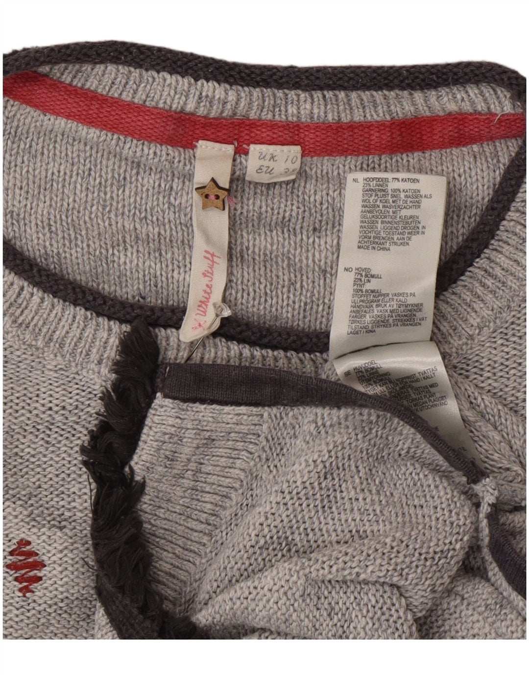 White Stuff - Jersey largo con cuello barco para mujer, talla S, color gris