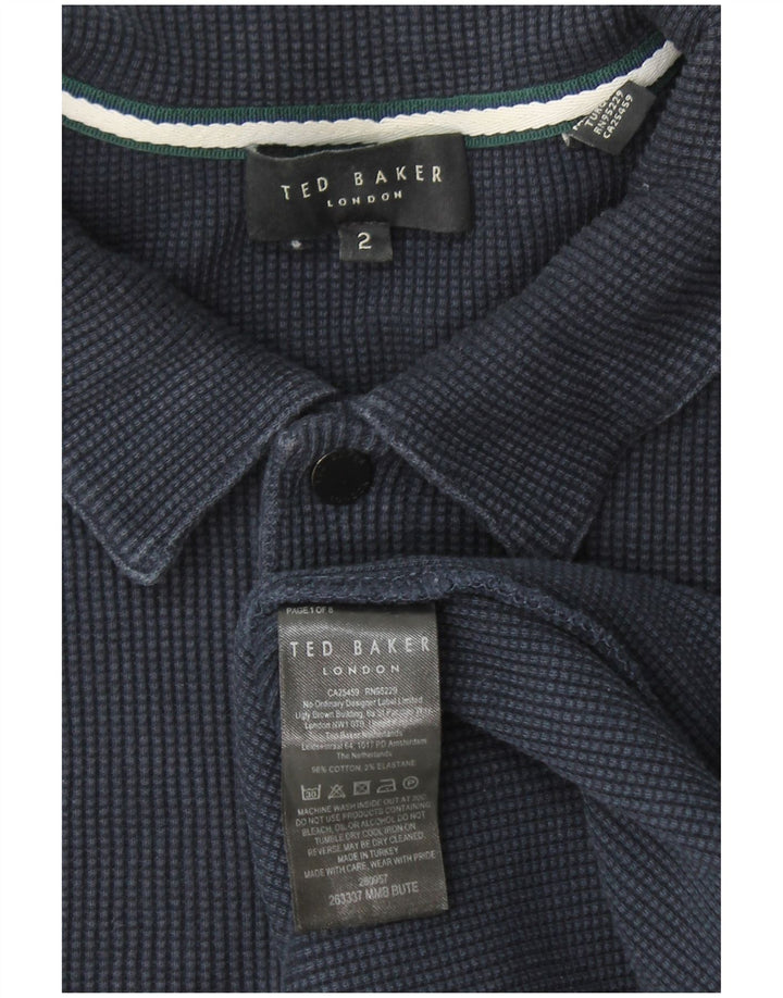 TED BAKER Polo para hombre talla 2 pequeño algodón azul marino