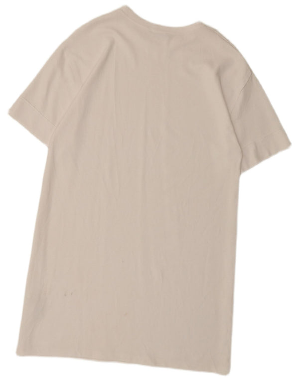 Zara Vestido Camiseta Mujer UK 44 Algodón Blanco Mediano