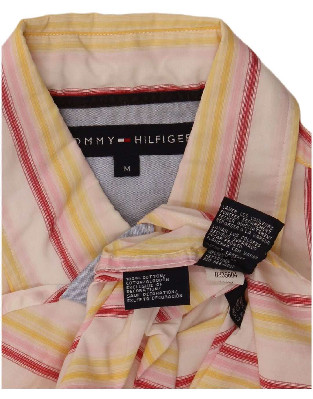 Camisa Tommy Hilfiger Hombre De Manga Corta De Algodón A Rayas Amarillo Medio