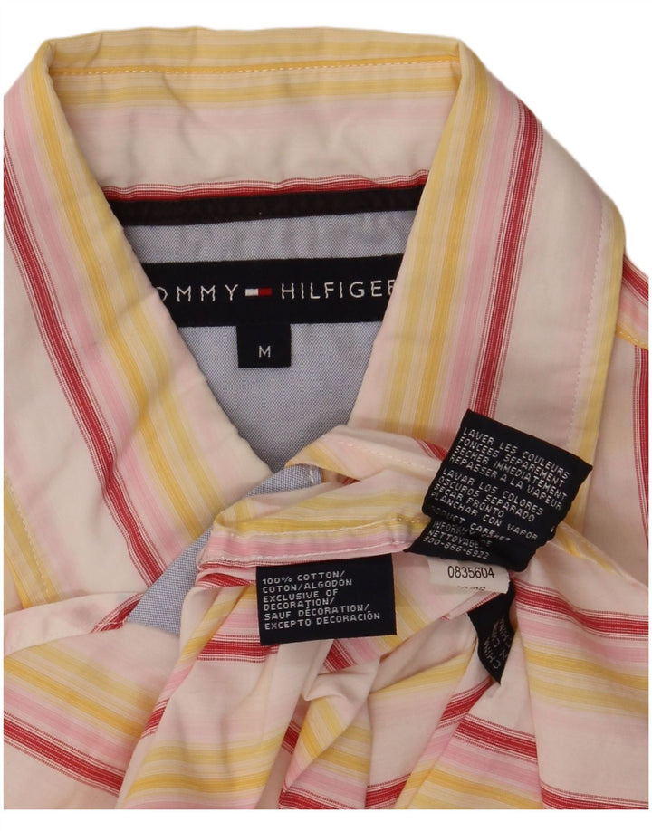 Camisa Tommy Hilfiger Hombre De Manga Corta De Algodón A Rayas Amarillo Medio