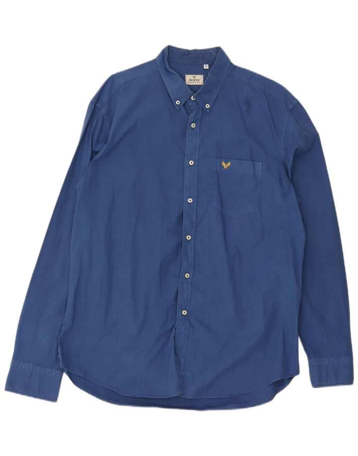 Camisa Avirex de corte regular para hombre de algodón azul grande