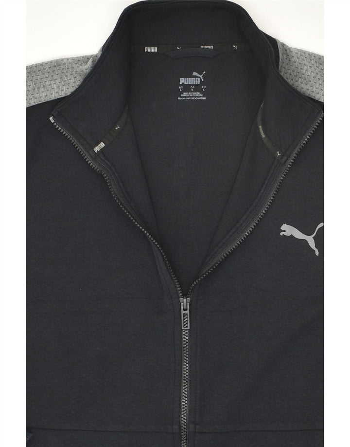 PUMA Chaqueta superior de chándal con gráfico para hombre, talla grande, de algodón negro con bloques de color