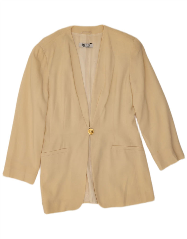 Marella Chaqueta tipo blazer de 1 botón para mujer UK 42 Lana virgen amarilla mediana