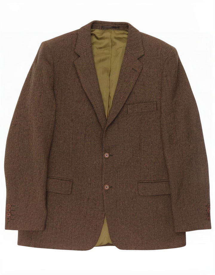 DONEGAL Chaqueta tipo blazer de 2 botones para hombre UK 42 XL Caqui Lana virgen en espiga