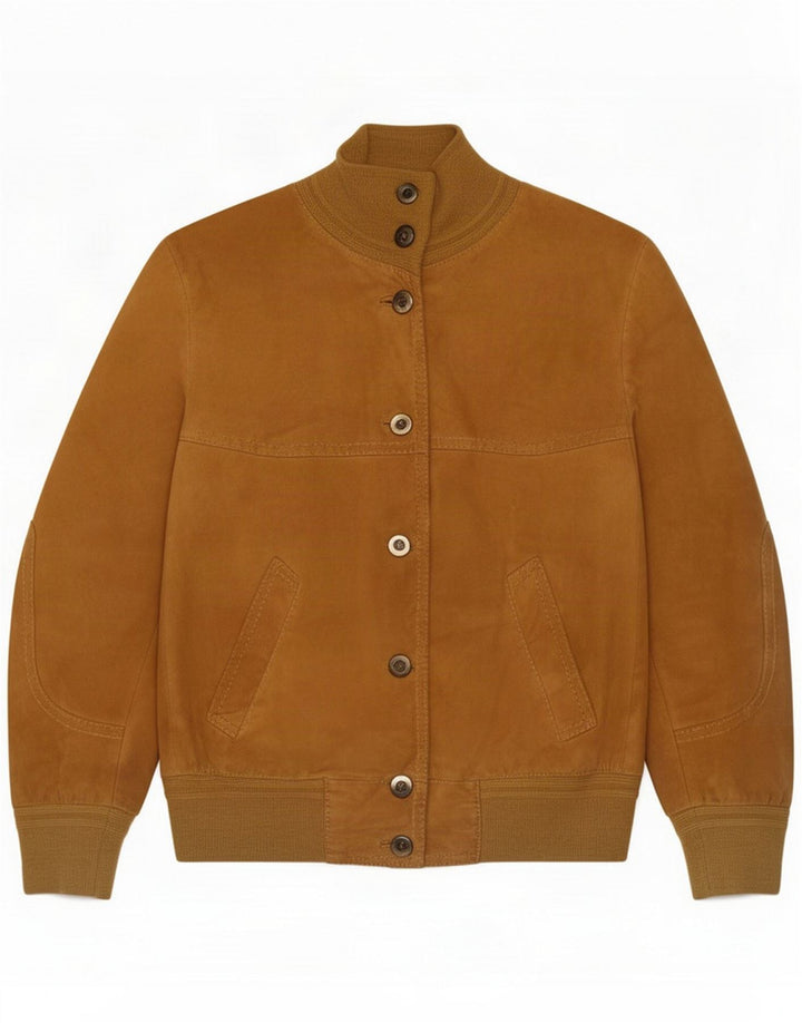 Chaqueta bomber de ante vintage para mujer IT 46 Large Brown