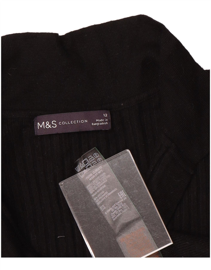 Marks & Spencer Suéter tipo jersey con cuello tipo polo para mujer UK 42 Viscosa negra mediana