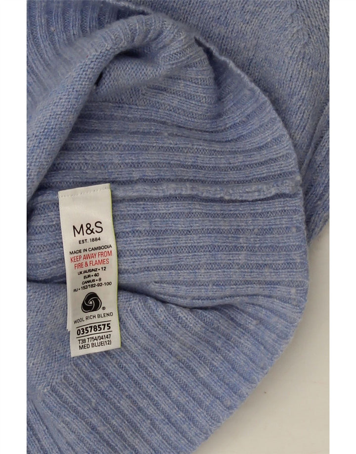 Marks & Spencer Jersey con cuello en V para mujer UK 40 Lana de cordero azul medio