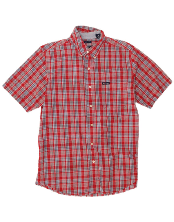 Chaps Camisa de manga corta para hombre de algodón a cuadros rojos medianos