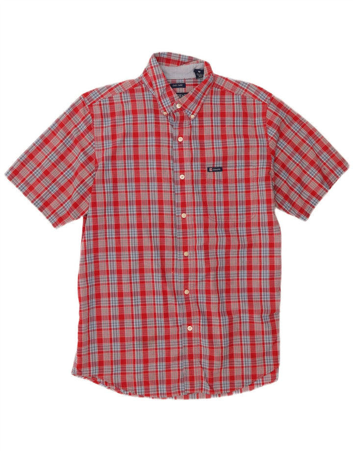Chaps Camisa de manga corta para hombre de algodón a cuadros rojos medianos