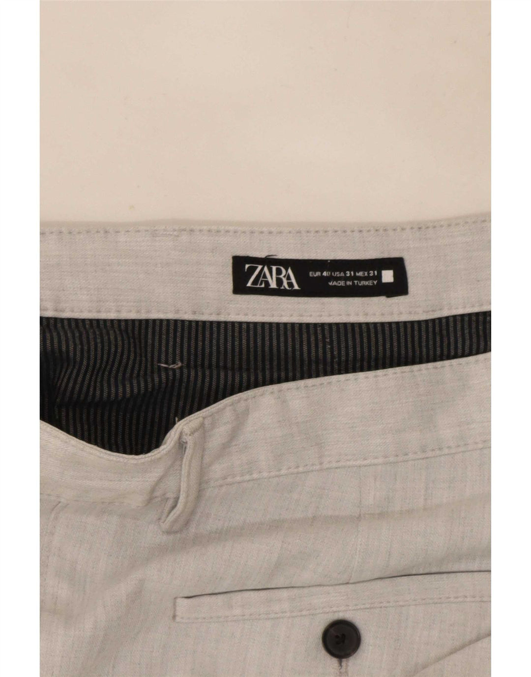 Zara Mens Slim Chino Pantalones EU 40 Medium W31 L28 Gris