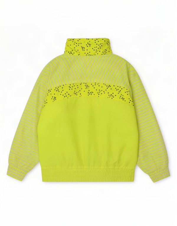 Vintage mujer chaqueta acolchada de gran tamaño EU 38 rayas amarillas medianas