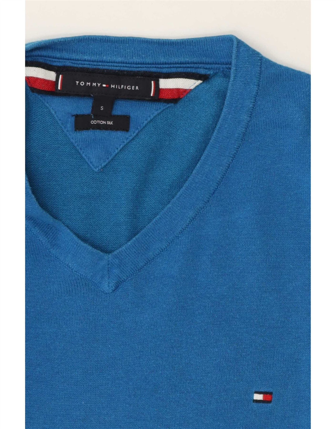 Tommy Hilfiger Jersey con Cuello en V para Hombre Pequeño Algodón Azul