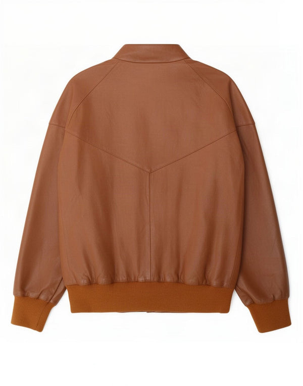 Chaqueta de cuero vintage para hombre IT 50 marrón grande