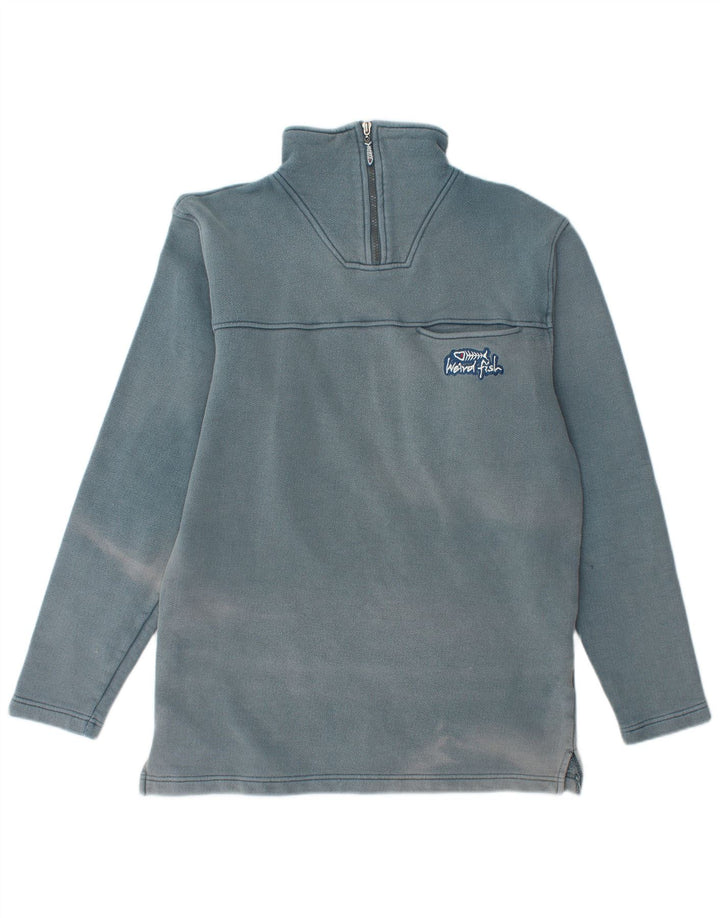 WEIRD FISH Sudadera con Cuello y Cremallera para Hombre Jersey pequeño de algodón Azul