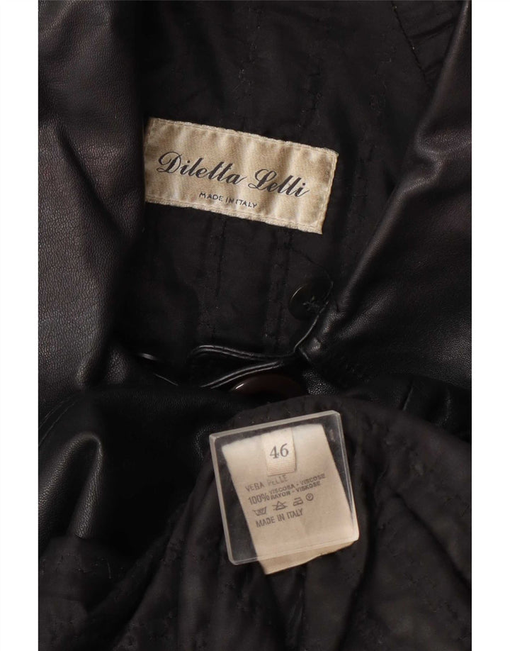 Diletta Lelli Abrigo de cuero para mujer IT 46 Grande Negro