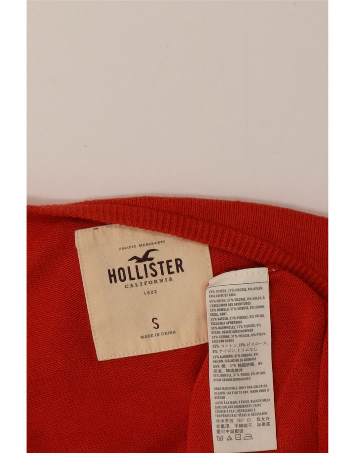 Hollister Suéter tipo cárdigan abierto con volantes en la parte delantera para mujer Reino Unido 10 Pequeño Algodón rojo