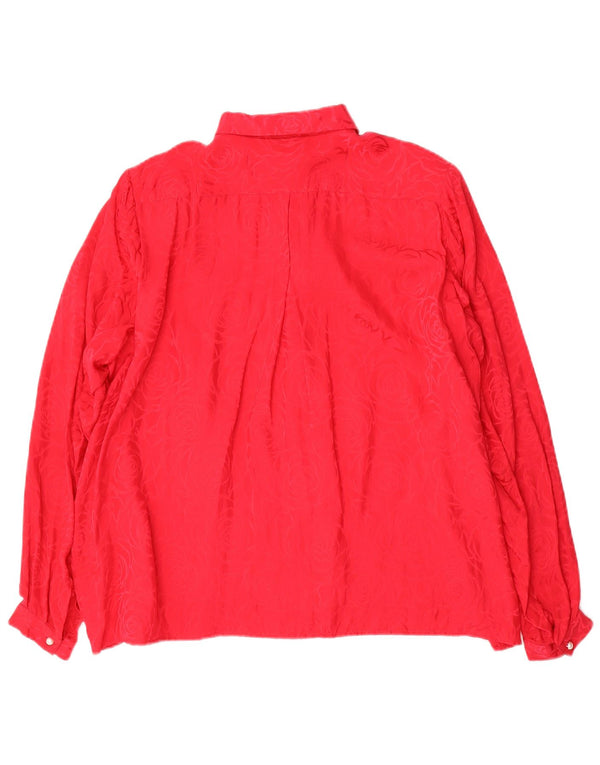 DIANA BENTALLS Blusa camisera extragrande para mujer IT 44 Seda floral roja mediana