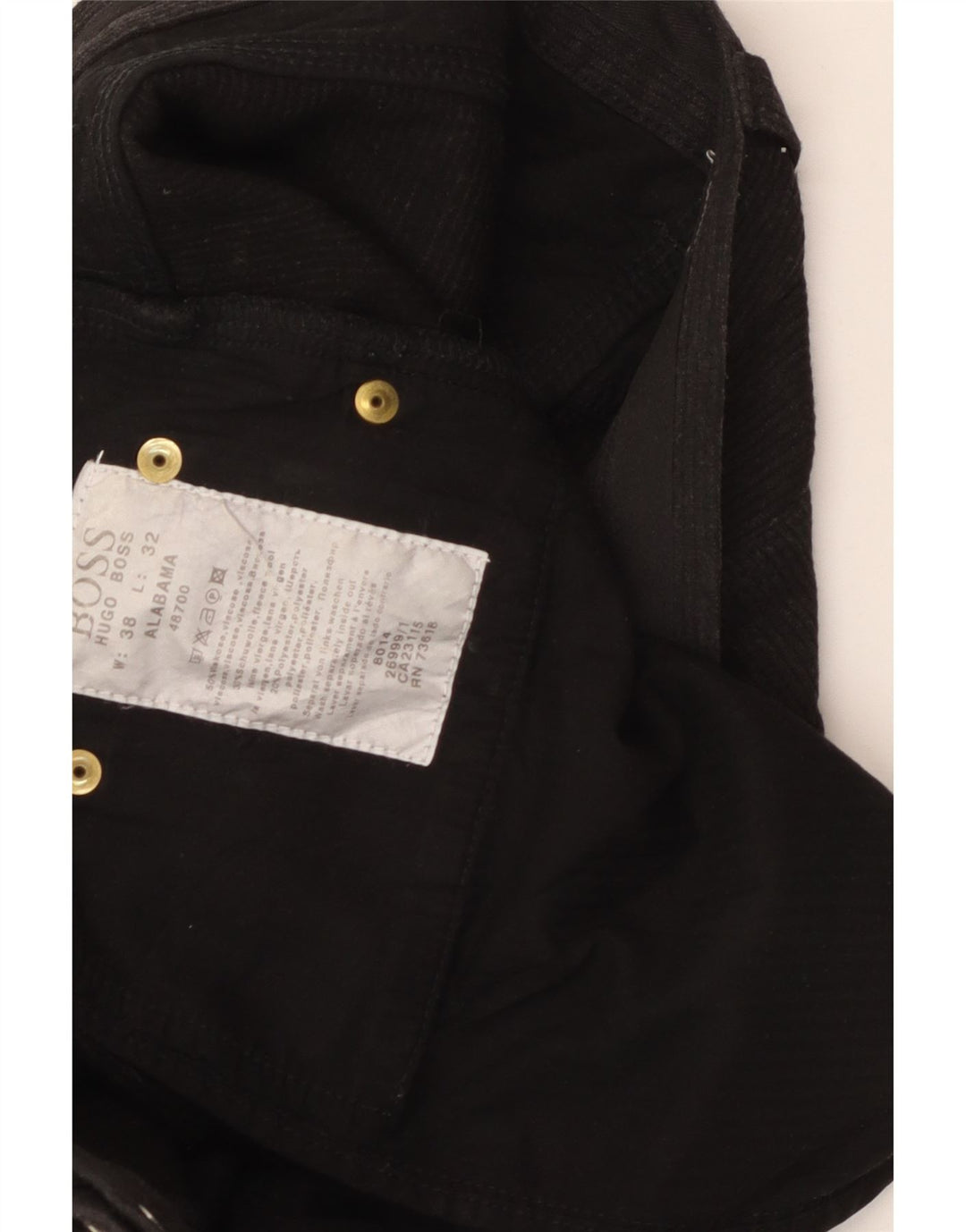 Pantalones rectos de pana Alabama de HUGO BOSS para hombre W38 L32 Viscosa negra
