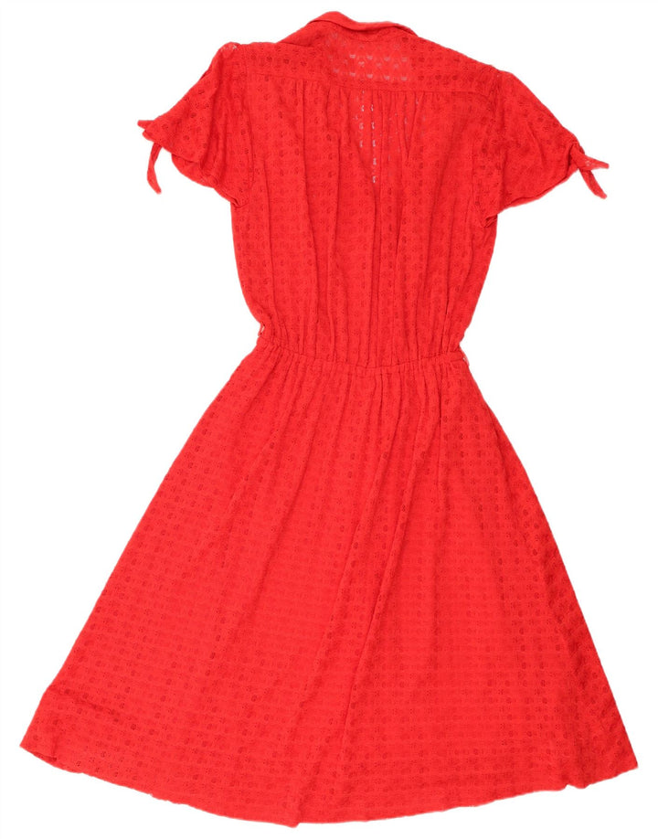 Vintage mujer A-Line vestido Reino Unido 8 pequeño rojo