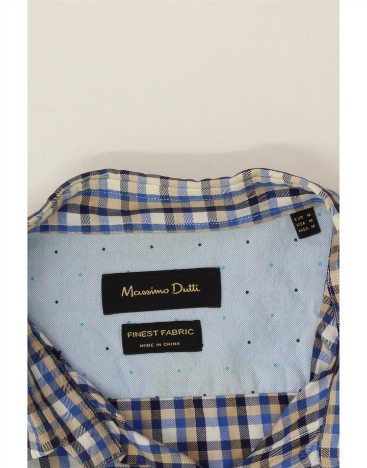 MASSIMO DUTTI Mens Shirt Medium Blue Check Cotton Vintage Massimo Dutti and Second-Hand Massimo Dutti from Messina Hembry 