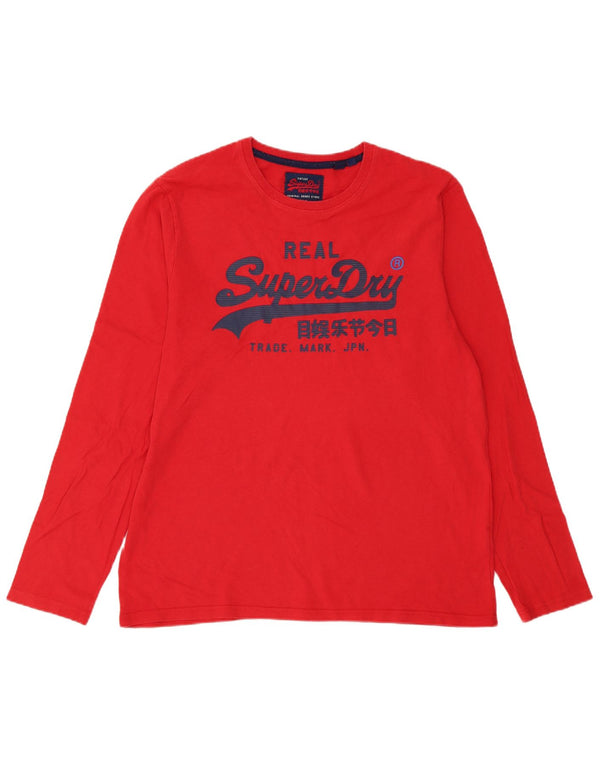 Superdry Top gráfico de manga larga para hombre 3XL Algodón rojo moderno