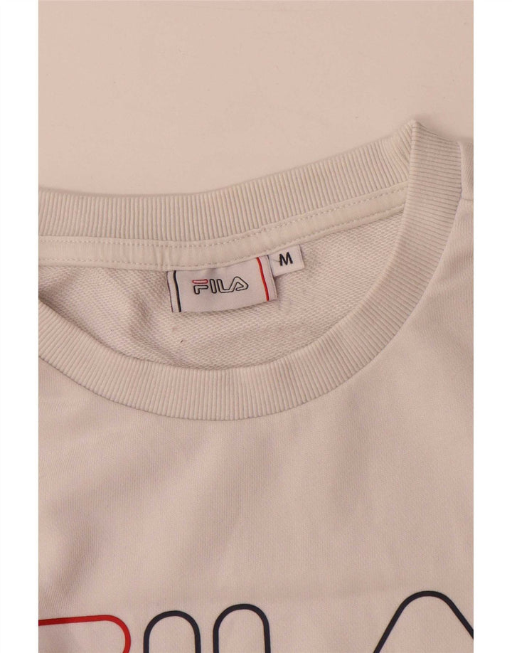 Fila - Sudadera gráfica para mujer, talla 40, talla mediana, color blanco
