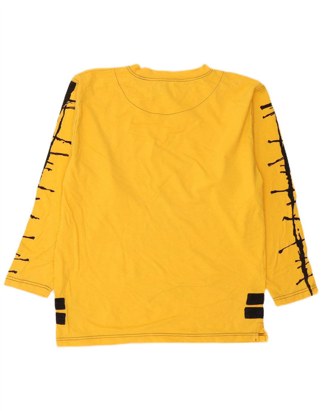 Top gráfico vintage para hombre de manga larga de algodón con bloques de color amarillo medio
