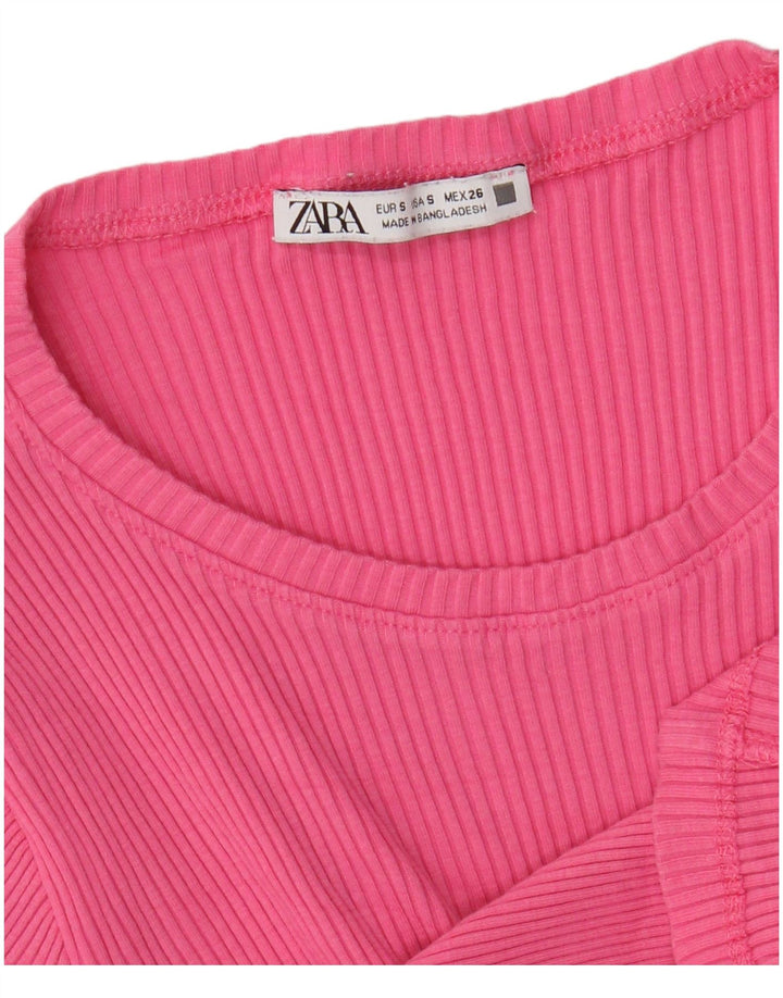 Zara Mujer Blusa Top UK 8 Small Rosa