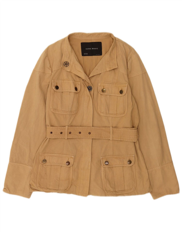 Zara Mujer Chaqueta Utilitaria EU 42 Grande Algodón Beige