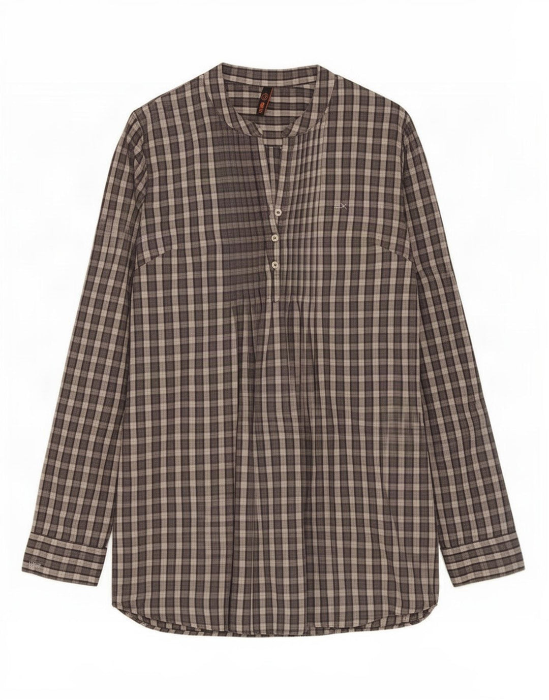 Sun68 Camisa tipo pulóver para mujer, talla 40, algodón a cuadros gris pequeño
