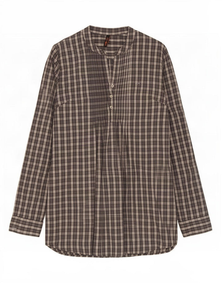 Sun68 Camisa tipo pulóver para mujer, talla 40, algodón a cuadros gris pequeño