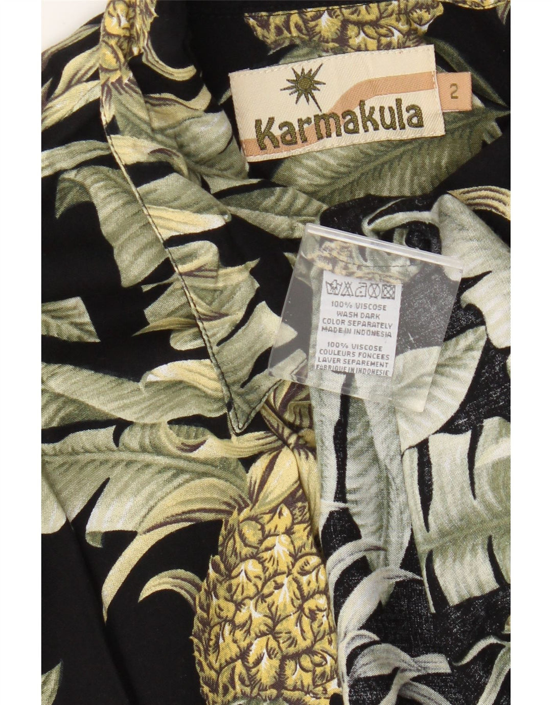 Karmakula Camisa De Manga Corta Con Estampado Abstracto Para Hombre Viscosa Negra Mediana