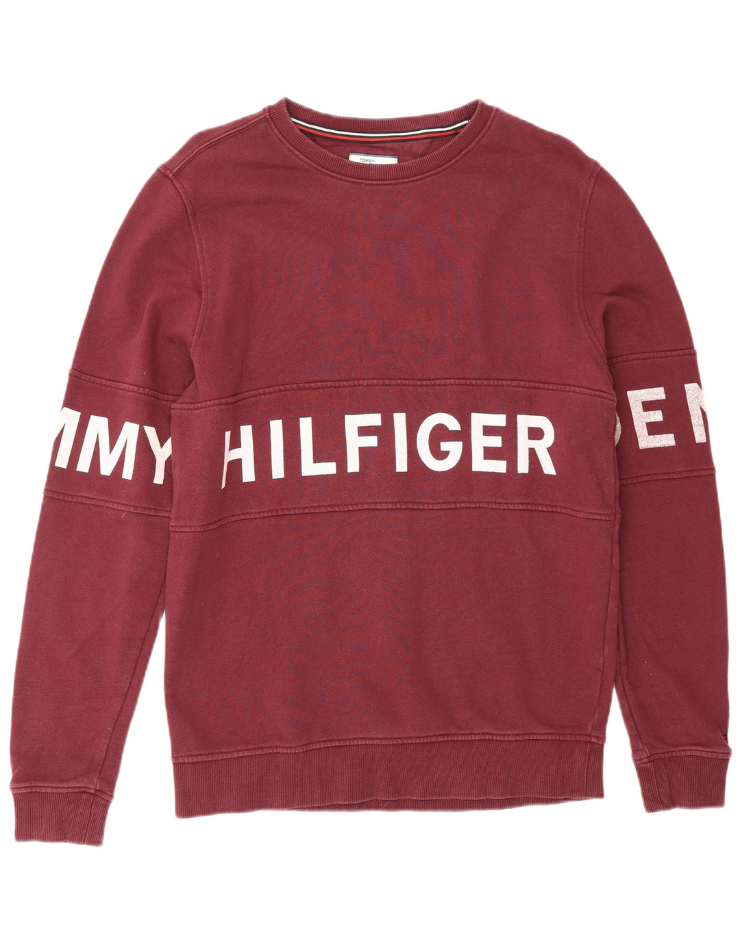 TOMMY HILFIGER Sudadera gráfica para hombre Jumper Medium Borgoña Algodón
