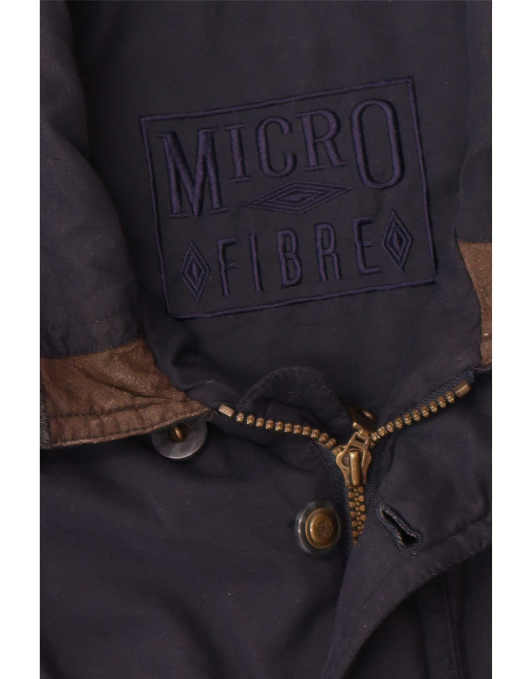 Vintage hombres cortavientos abrigo Reino Unido 38 medio azul marino colorblock poliéster