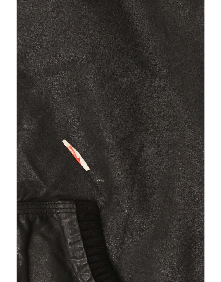 Superdry Chaqueta militar de cuero con capucha para hombre, talla 38, talla mediana, negra