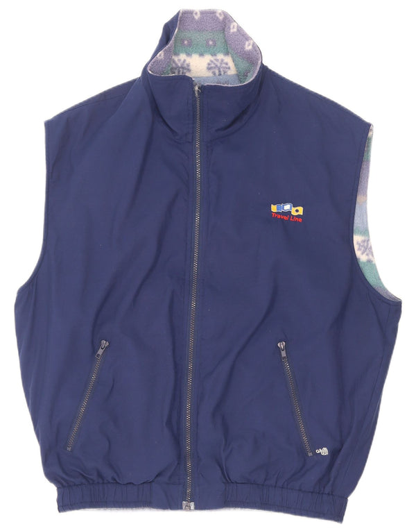 Vintage hombres reversible polar chaleco Reino Unido 42 XL azul